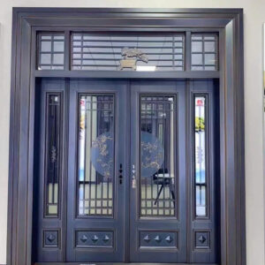 Cửa thép vân gỗ 4 cánh – luxury